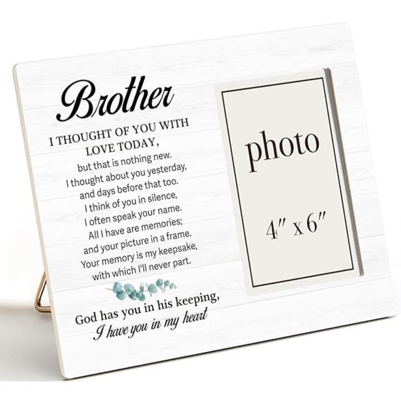 Memorial Gifts for Loss of Brother Picture Frame, 4 x 6 Inch Photo - Picture 1 of 4